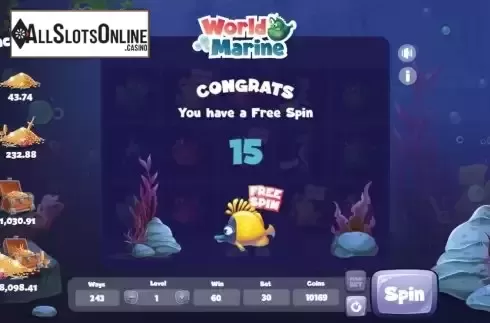 Free Spin screen