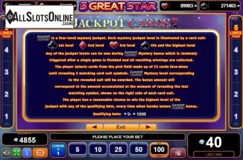 Jackpot. 5 Great Star from EGT