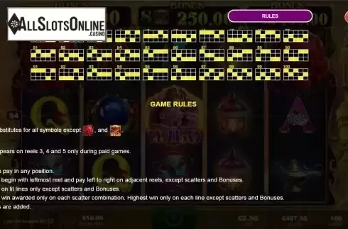 Paylines screen 2