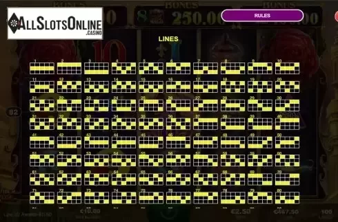 Paylines screen