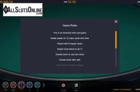 Game Rules 1. Atlantic City Blackjack (Switch Studios) from Switch Studios