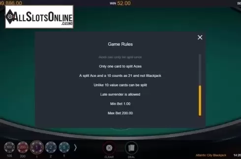 Game Rules 2. Atlantic City Blackjack (Switch Studios) from Switch Studios