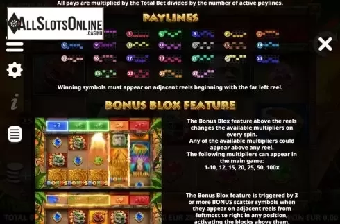 Features. Aztec Blox from Leander Games