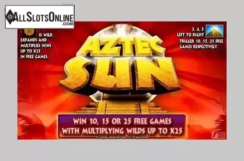 Start Screen. Aztec Sun (Lightning Box) from Lightning Box
