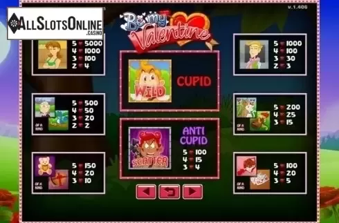 Paytable. Be My Valantine from GMW