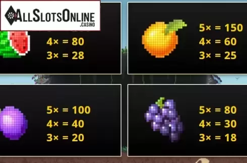 Paytable 3. Big Froot from Saucify