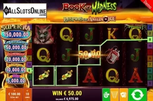 Win Screen. Book Of Madness Roar from Gamomat