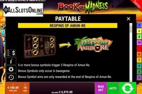 Features 1. Book Of Madness Roar from Gamomat