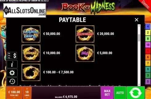 Features 2. Book Of Madness Roar from Gamomat