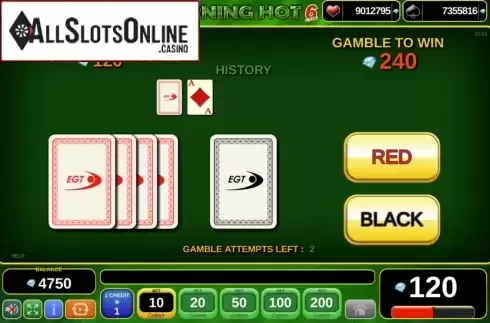 Gamble 2. Burning Hot 6 Reels from EGT