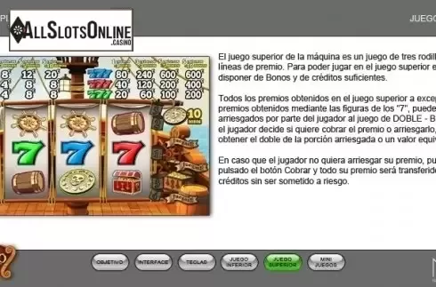 Paytable 2. El Tesoro Pirata from MGA