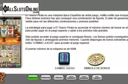 Paytable 1. El Tesoro Pirata from MGA