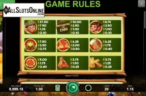 Max Win Screen. Enchanted Cash from Caleta Gaming