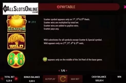 Paytable . Extra Fortune from Nektan