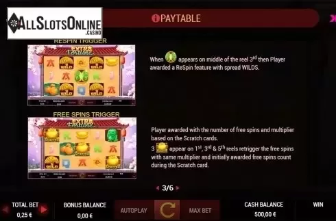 Paytable 3. Extra Fortune from Nektan