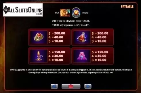 Paytable 2. Fire Queen (WMS) from WMS