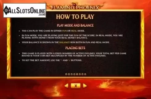 Paytable 5. Flaming Phoenix from Skywind Group