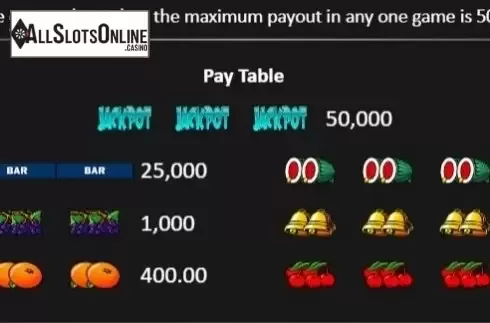 Paytable (with 200 max bet). Fortune 5 from Realistic