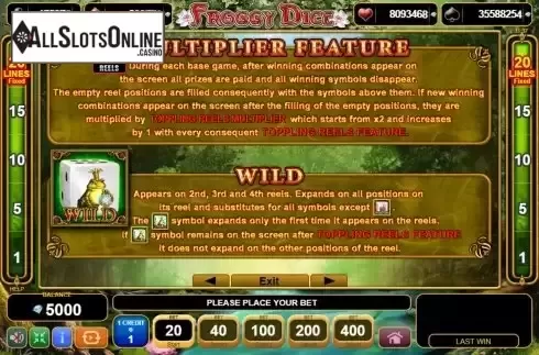 Features screen