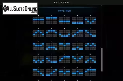Paylines screen