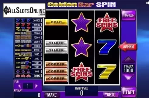 Reels screen. Golden Bar Spin from InBet Games