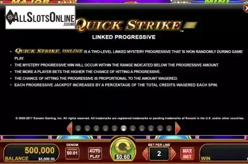 Progressive jackpot screen