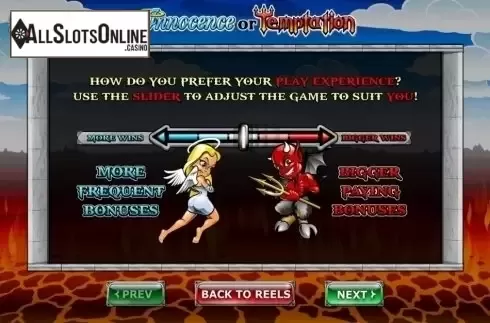 Paytable 1. Innocence or Temptation from Playtech