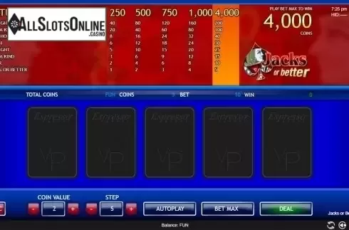 Reels screen. Jacks or Better (Espresso Games) from Espresso Games