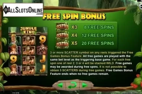 Paytable 5. Jungle King (Spadegaming) from Spadegaming