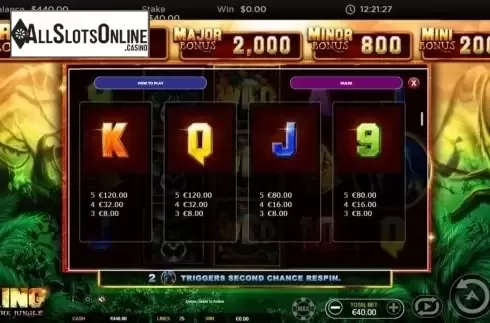 Paytable 3. King of the Jungle (Ainsworth) from Ainsworth