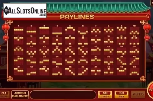 Paylines screen