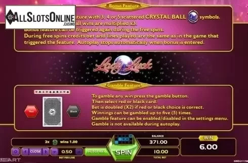 Paytable 2. Lady Luck (GameArt) from GameArt