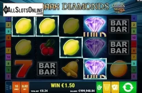 Wild Win screen. Maaax Diamonds GDN from Gamomat