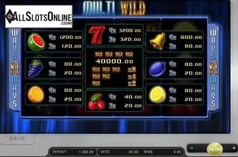 Paytable 1. Multi Wild from Merkur