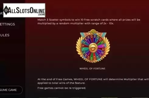 Bonus Wheel screen