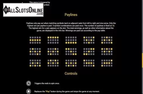Paylines screen