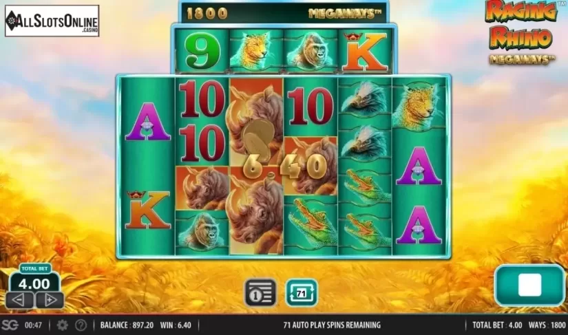 Win Screen 1. Raging Rhino Megaways from Red7