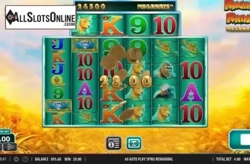 Win Screen 2. Raging Rhino Megaways from Red7