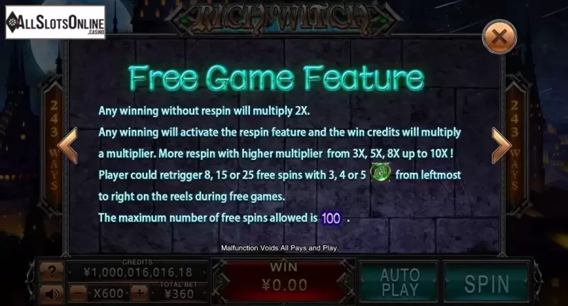 Free Spins. Rich Witch from CQ9Gaming