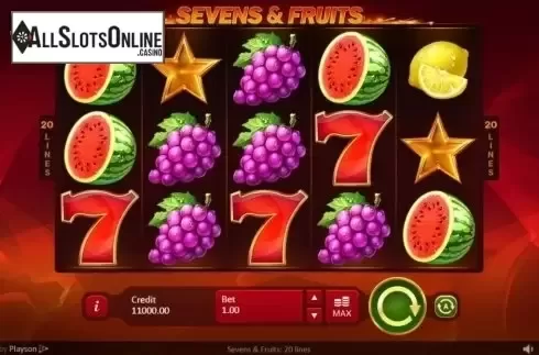 Reel Screen. Sevens & Fruits: 20 lines from Playson