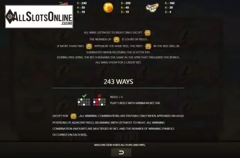 Paylines screen. Spindrift from JDB168