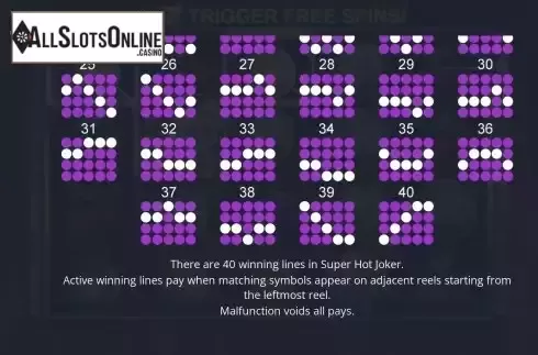 Paylines screen 2