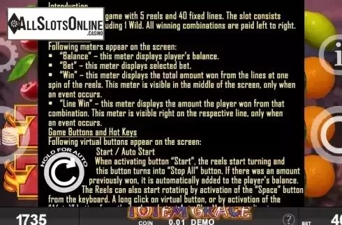 Game Rules screen