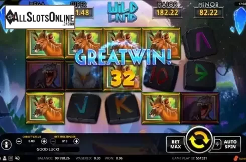 Big win screen. Wild Land from Swintt