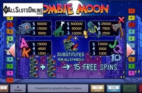 Paytable . Zombie Moon from InBet Games