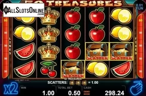 Win Screen 2. 50 Treasures from Casino Technology
