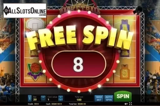 Free Spins screen. Basketball from Evoplay Entertainment