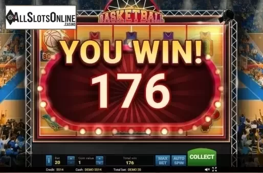 Win Presentation screen. Basketball from Evoplay Entertainment