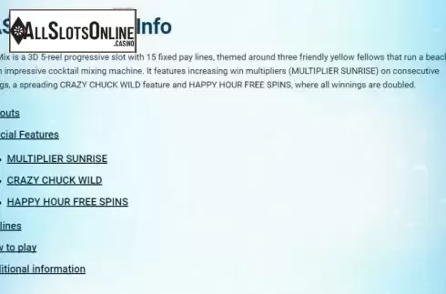 Paytable 1. Cash Mix from SUNFOX Games