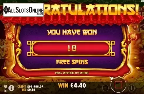 Free Spins Win Screen